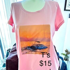T-shirts Cotton/poly comfortable and cool.